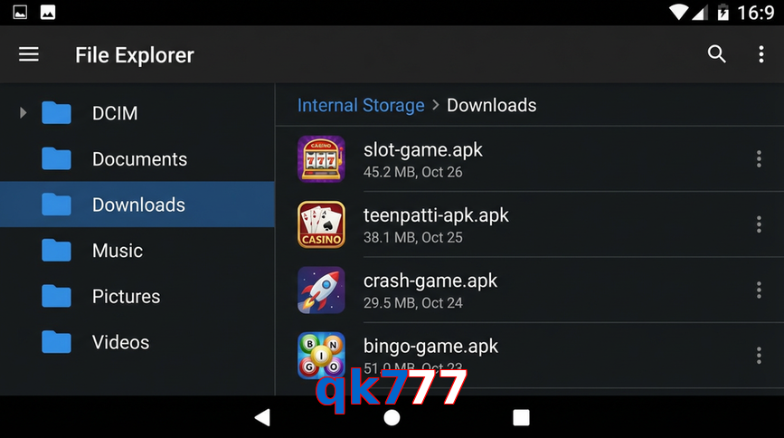 Main screen of Qk777 gameapk page for PK players